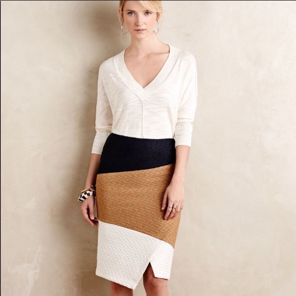 ANTHROPOLOGIE HD in Paris Knit Colorblock Skirt 6